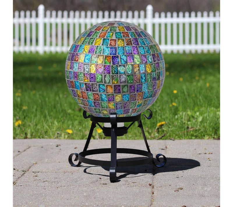 Northlight Mosaic Window Pane Gazing Ball 10" Multi-Color — View 2