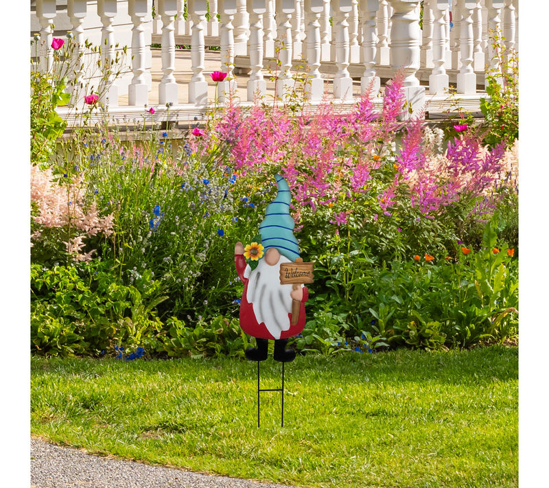 Northlight Welcome Gnome Outdoor Garden Stake -22" - Red — View 2