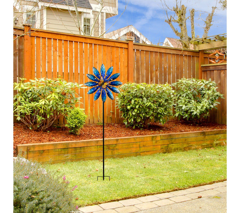 Northlight Blue Flower with Butterfly PinwheelGarden Stake — View 2