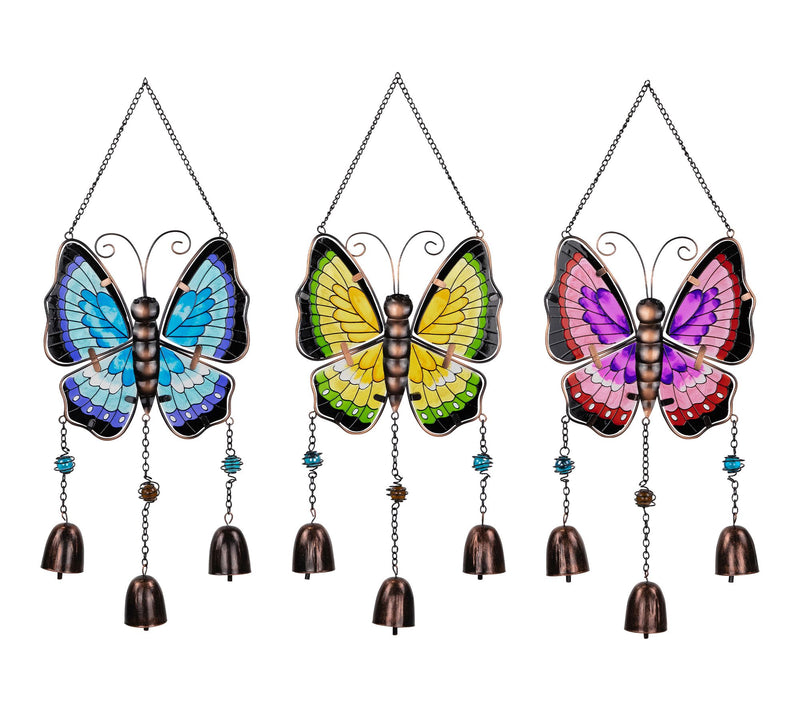 Northlight Metal Butterfly Suncatcher Windchimes Set of 3 — View 6