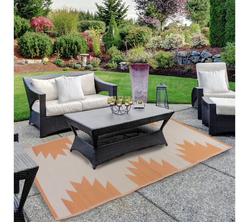 Northlight 4' x 6' Orange Beige Southwestern Outdoor Area Rug — View 2