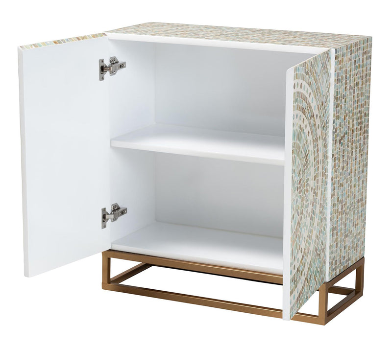 Baxton Studio Quintu Mosaic Mother of Pearl Storage Cabinet — View 2