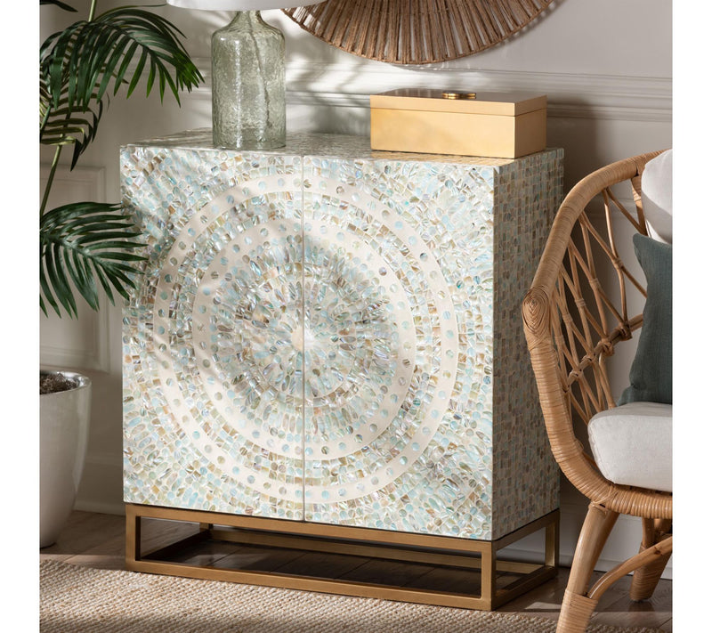 Baxton Studio Quintu Mosaic Mother of Pearl Storage Cabinet — View 7