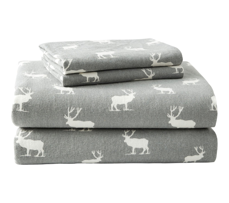 Eddie Bauer Elk Grove Light Grey Cotton Twin Sheet Set — Main view