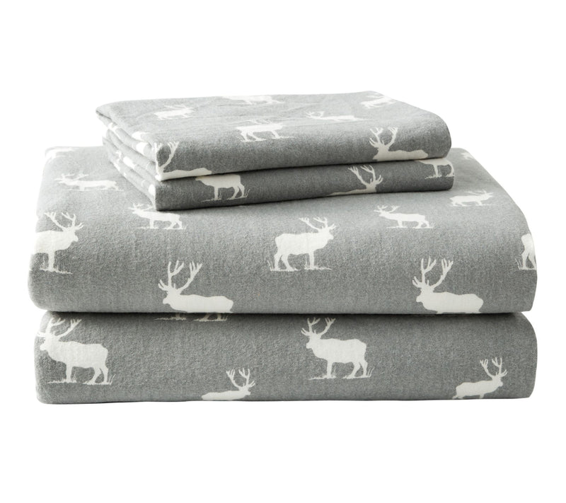 Eddie Bauer Elk Grove Light Grey Cotton Twin Sheet Set — View 10