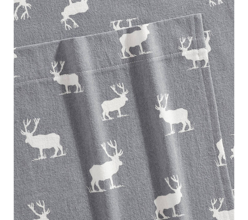 Eddie Bauer Elk Grove Light Grey Cotton Twin Sheet Set — View 3