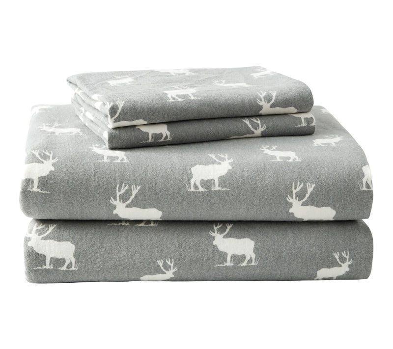 Eddie Bauer Elk Grove Light Grey Cotton Queen Sheet Set — Main view