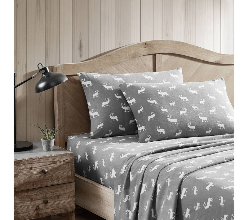 Eddie Bauer Elk Grove Light Grey Cotton King Sheet Set — View 2