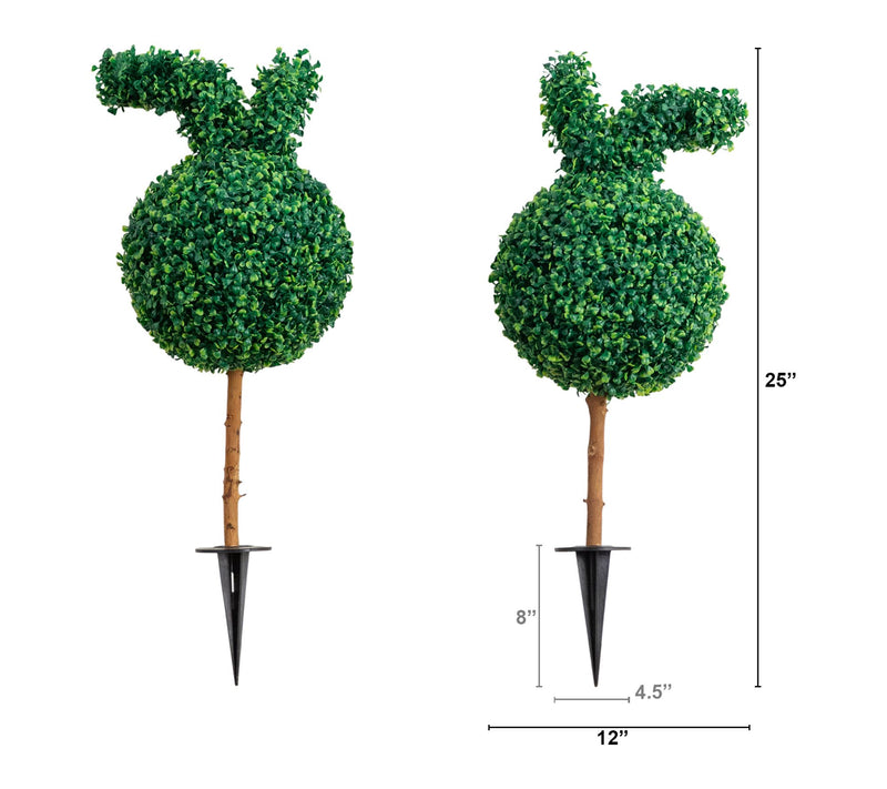Nearly Natural 12" Artificial Boxwood Ball Easter Bunny Topiar — View 2