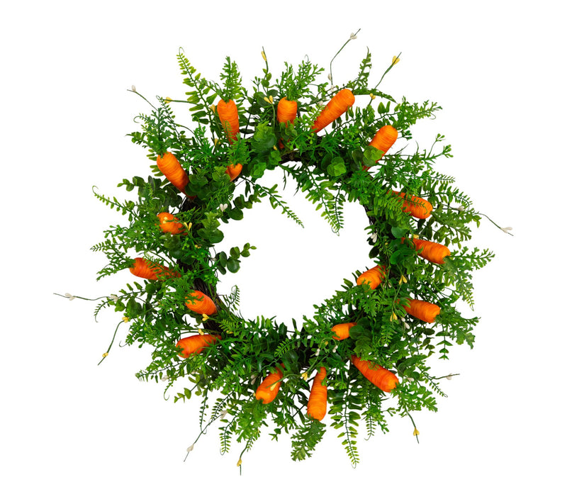 Nearly Natural 22" Mixed Fern Wreath with Carrot Ornaments — Main view