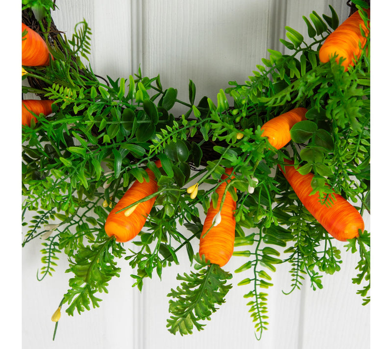 Nearly Natural 22" Mixed Fern Wreath with Carrot Ornaments — View 3
