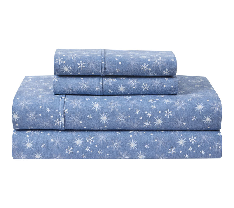 Hallmark Snowflakes Cotton Flannel Bed Sheet Set, Queen — View 2