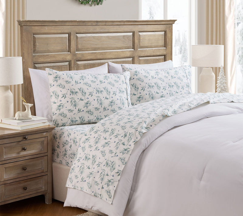 Hallmark Leafage Brushed Cotton Flannel Sheet Set, Twin — Main view