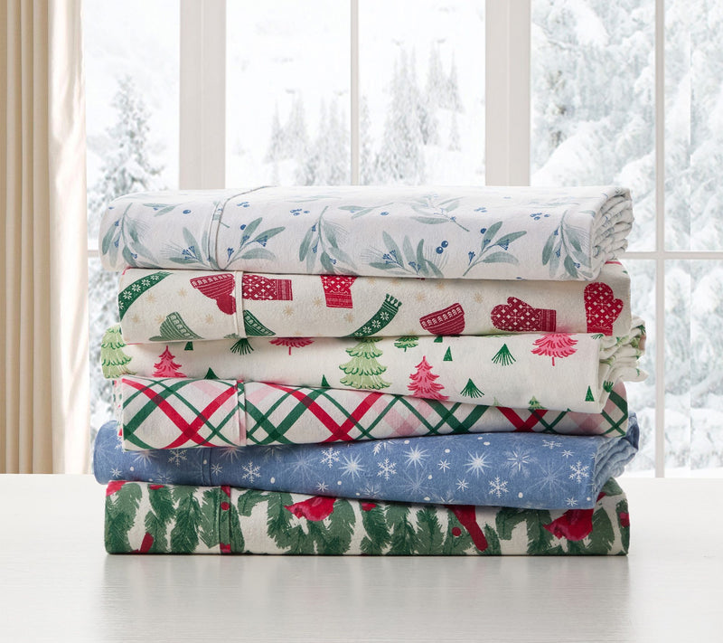 Hallmark Leafage Brushed Cotton Flannel Sheet Set, King — View 5