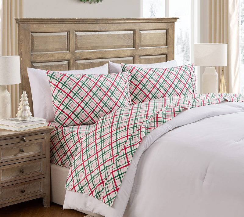 Hallmark Joy to the World Plaid Cotton Sheet Set, Full — Main view