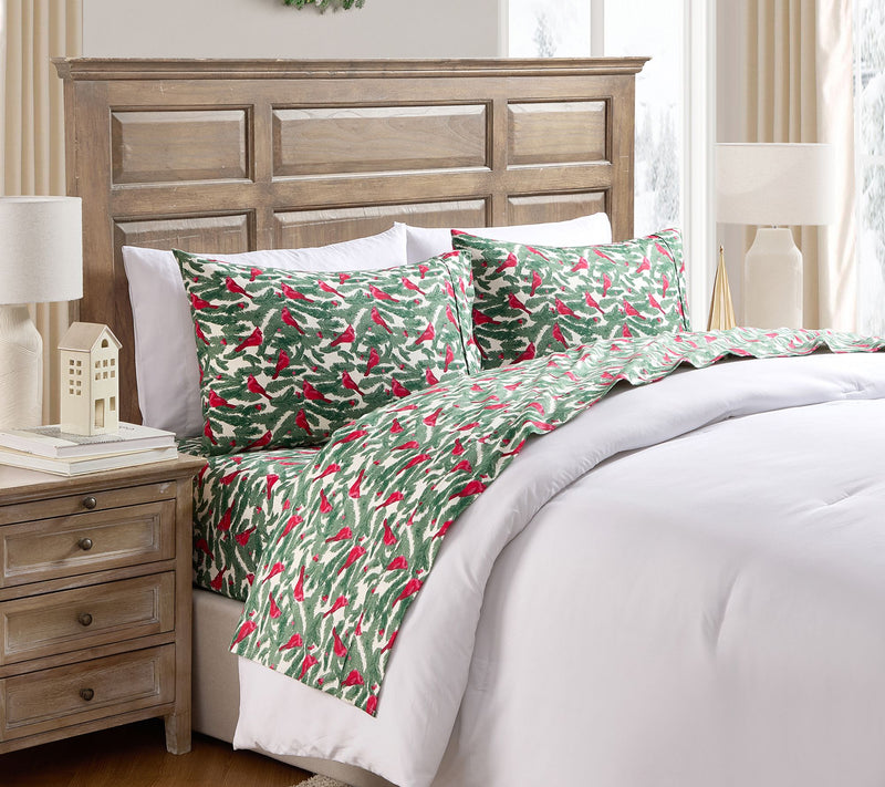 Hallmark Birdie Multi Brushed Cotton Flannel Sheet Set, Twin — View 6