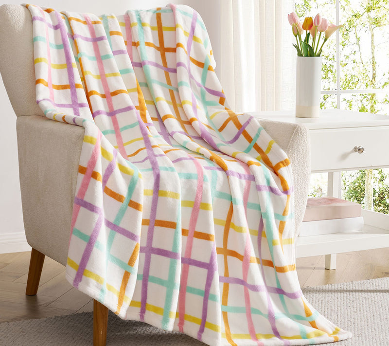 Hallmark Multicolor Chromatic Grid 50" x 70" Plush Throw Blank — Main view