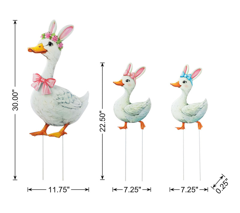 Glitzhome S/3 Easter Metal Duck Family Garden Stake — View 7