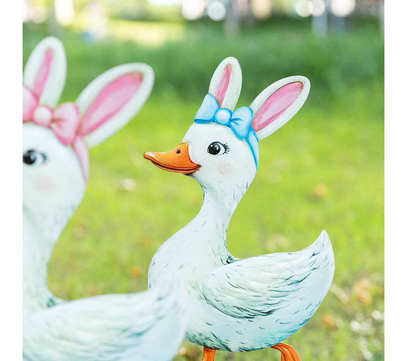 Glitzhome S/3 Easter Metal Duck Family Garden Stake — View 6