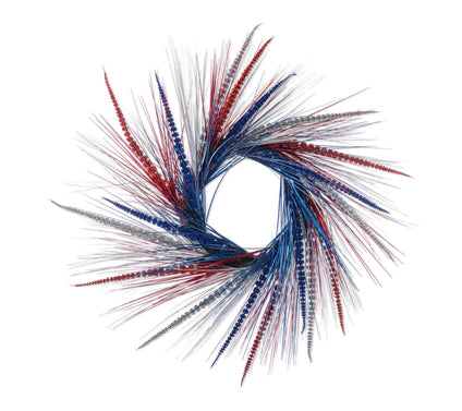 Glitzhome 24"D Patriotic Americana Tinsel and Heather Wreath