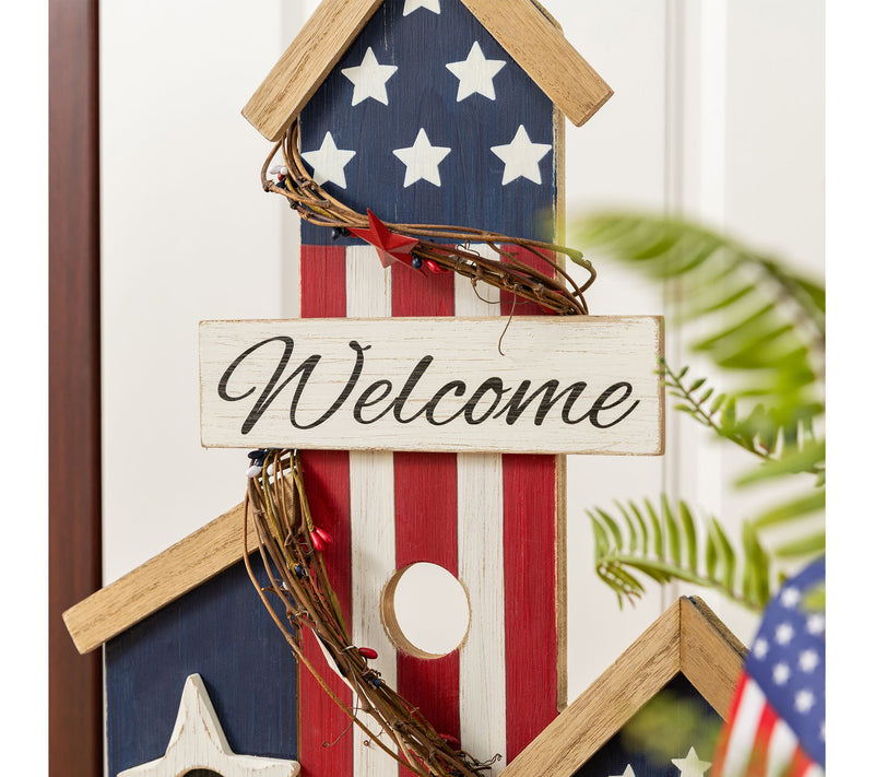 Glitzhome 30''H Patriotic Americana Birdhouse Porch Decor — View 3