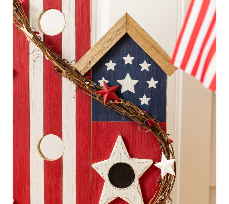 Glitzhome 30''H Patriotic Americana Birdhouse Porch Decor — View 4