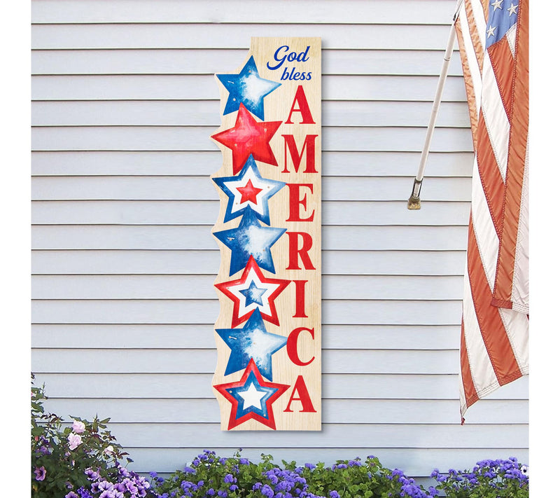 Glitzhome 42"H  Patriotic Americana Stacked Stars Porch Sign — View 3