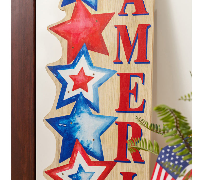 Glitzhome 42"H  Patriotic Americana Stacked Stars Porch Sign — View 5