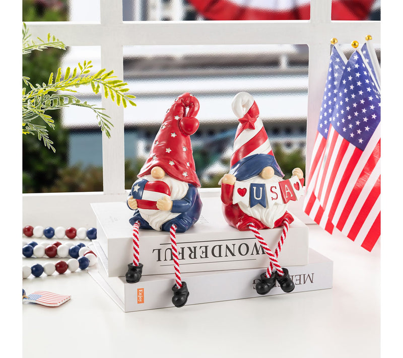 Glitzhome S/2 Patriotic Americana Gnome Table Decor — View 2