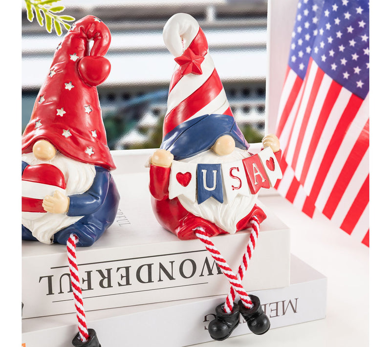 Glitzhome S/2 Patriotic Americana Gnome Table Decor — View 3