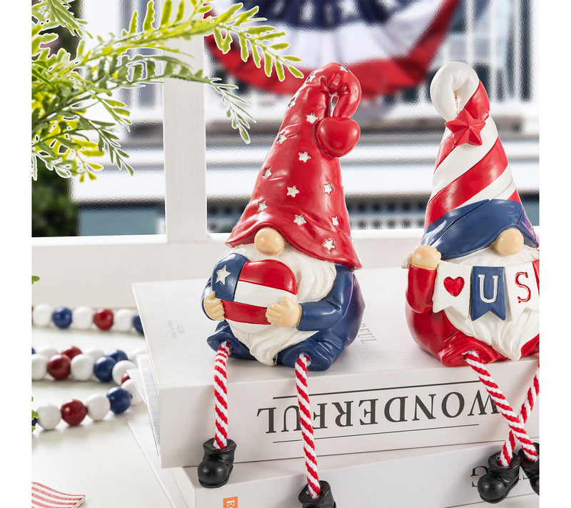Glitzhome S/2 Patriotic Americana Gnome Table Decor — View 4