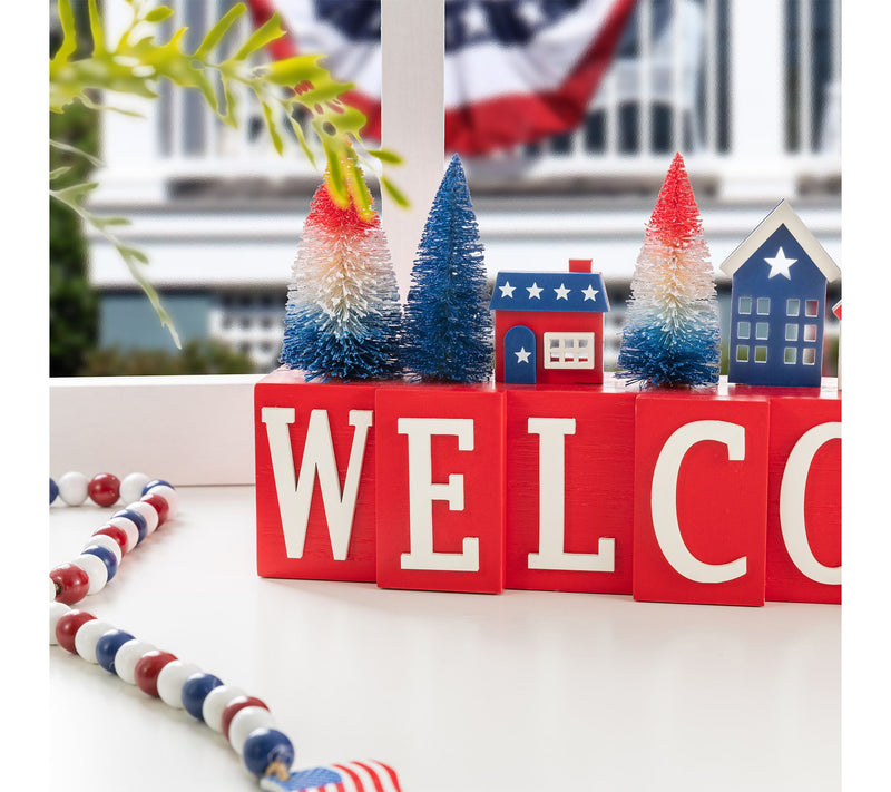 Glitzhome 14''L Patriotic Americana House /TreeTable Decor — View 4