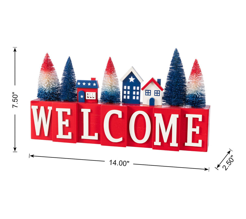Glitzhome 14''L Patriotic Americana House /TreeTable Decor — View 6
