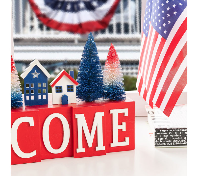 Glitzhome 14''L Patriotic Americana House /TreeTable Decor — View 3