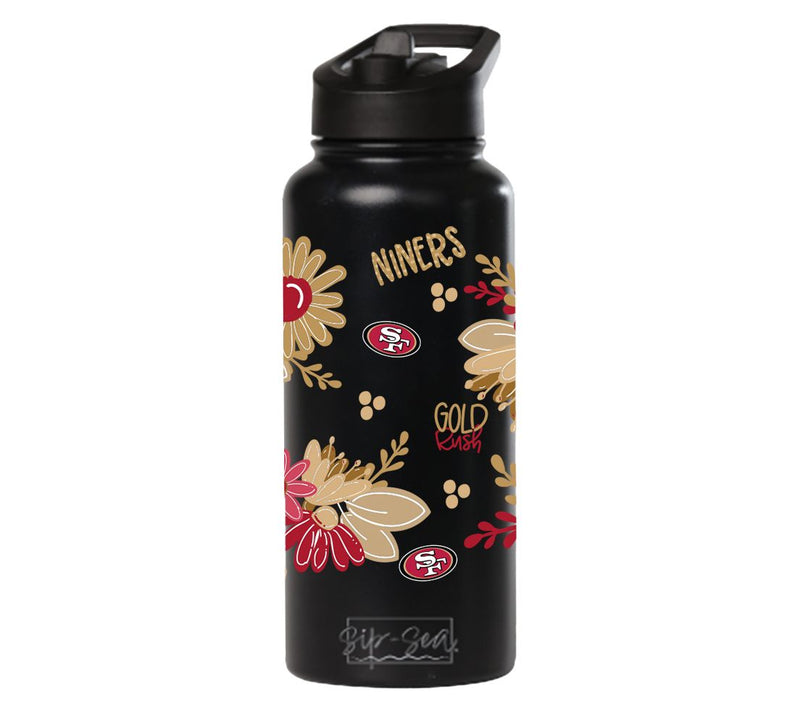 Memory Company 34oz NFL Black Quencher Water Bottle Flowers — View 36