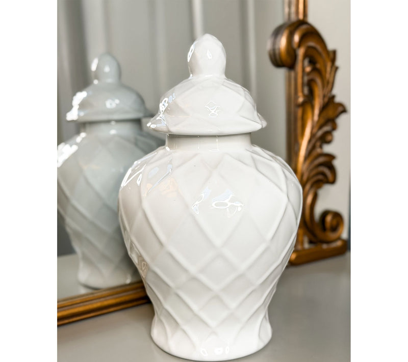 Simply Stunning 14" Ceramic Lattice Texture Ginger Jar by Janine Graff — Main view