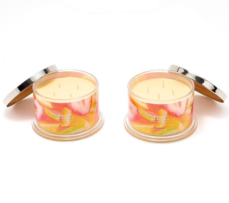HomeWorx by Slatkin + Co. S/2 18oz White Sangria Candles — Main view