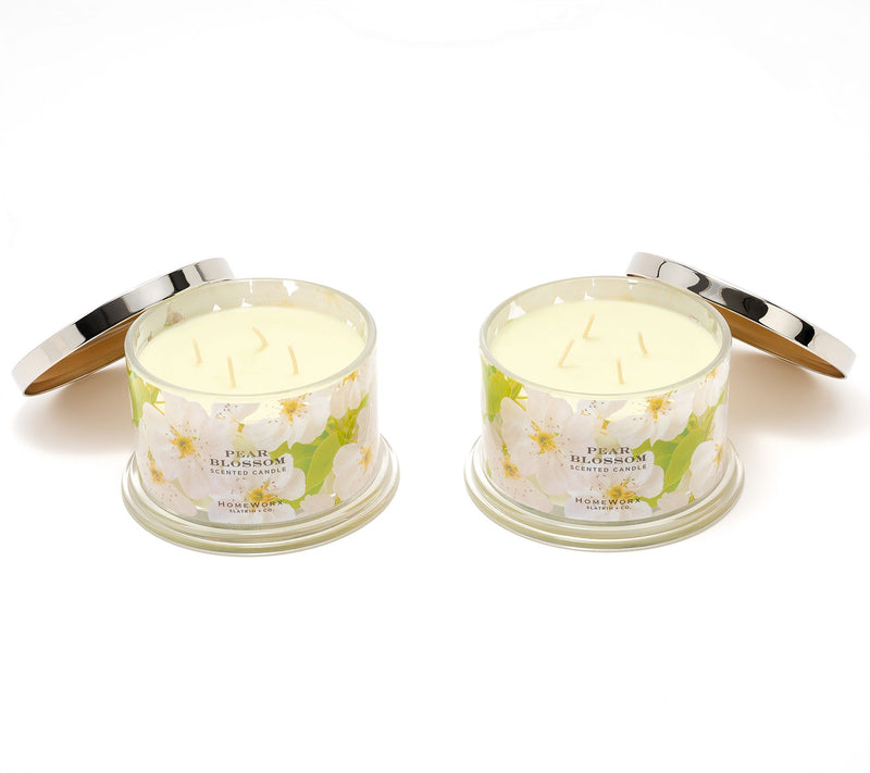 HomeWorx by Slatkin + Co. S/2 18oz Pear Blossom Candles — Main view