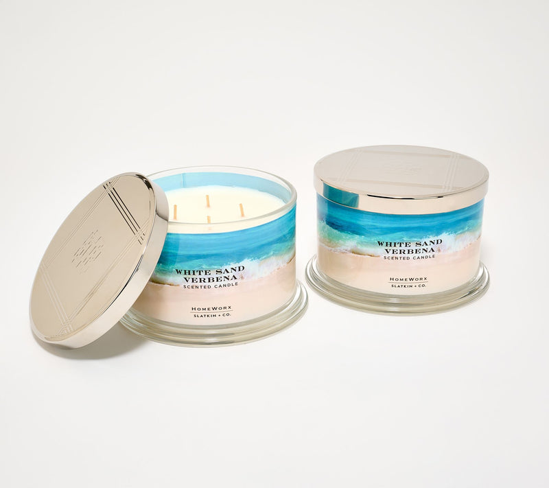 HomeWorx by Slatkin + Co. S/2 18oz White Sands Verbena Candles — Main view