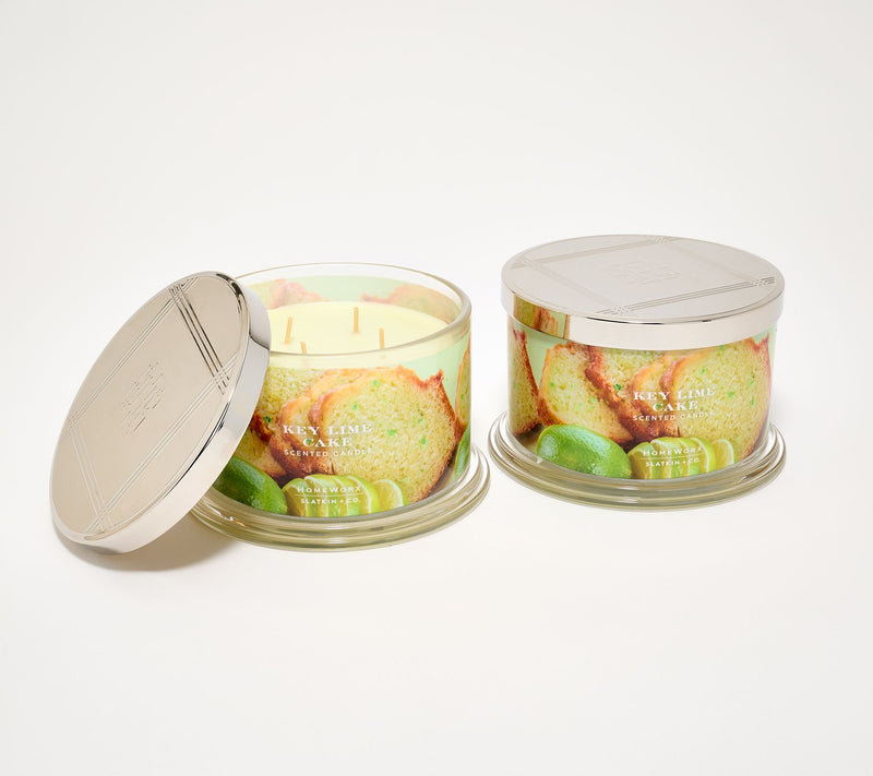 HomeWorx by Slatkin + Co. S/2 18oz Key Lime Cake Candles — Main view