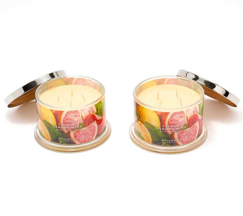 HomeWorx by Slatkin + Co. S/2 18oz Citrus Garden Mint Candles — Main view