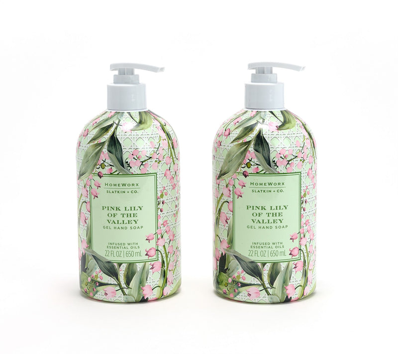 HomeWorx by Slatkin + Co. S/2 22oz Pink Lilly Gel Hand Soap — Main view