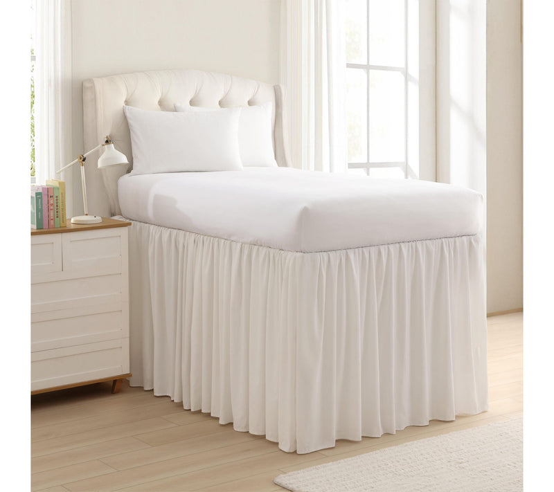 Laura Ashley Washed Microfiber White TwinXL Bedskirt — Main view