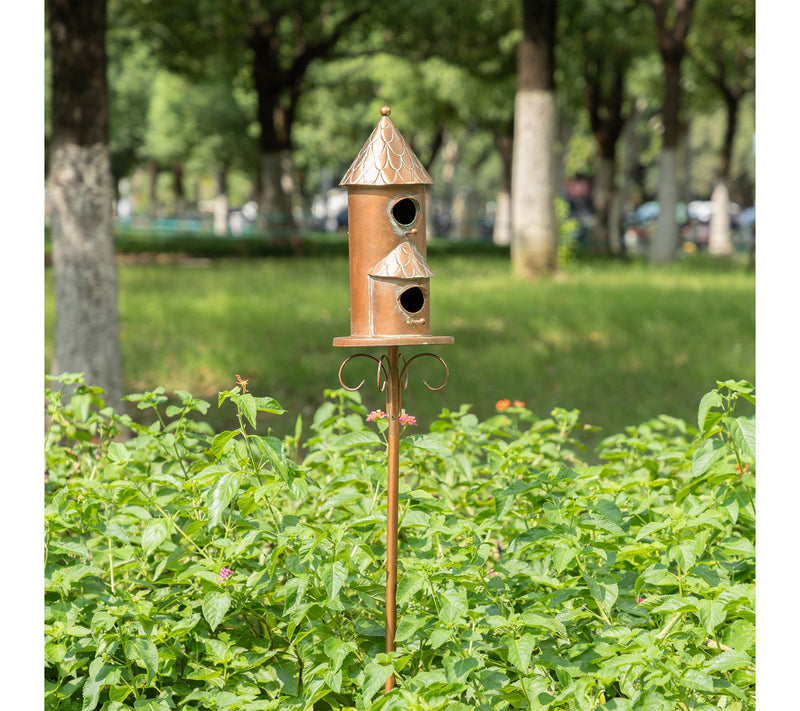 Glitzhome 53''H Faux Copper 2-Tiered DistressedBirdhouse — View 2