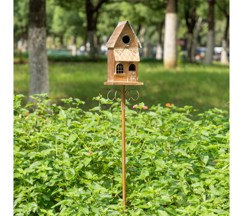Glitzhome 52''H Faux Copper 2-Tiered DistressedBirdhouse — View 2