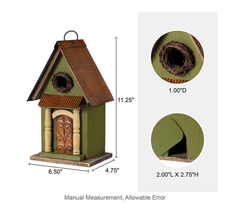 Glitzhome 11.25"H Vintage Distressed Wood Decorative Birdhouse — View 7