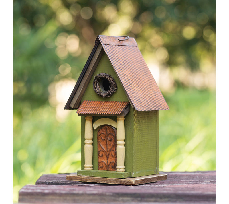 Glitzhome 11.25"H Vintage Distressed Wood Decorative Birdhouse — View 3
