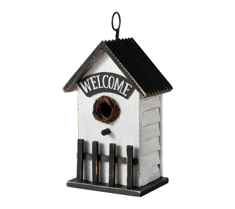 Glitzhome 11"H Solid Wood Fence Outdoor GardenBirdhouse — View 8