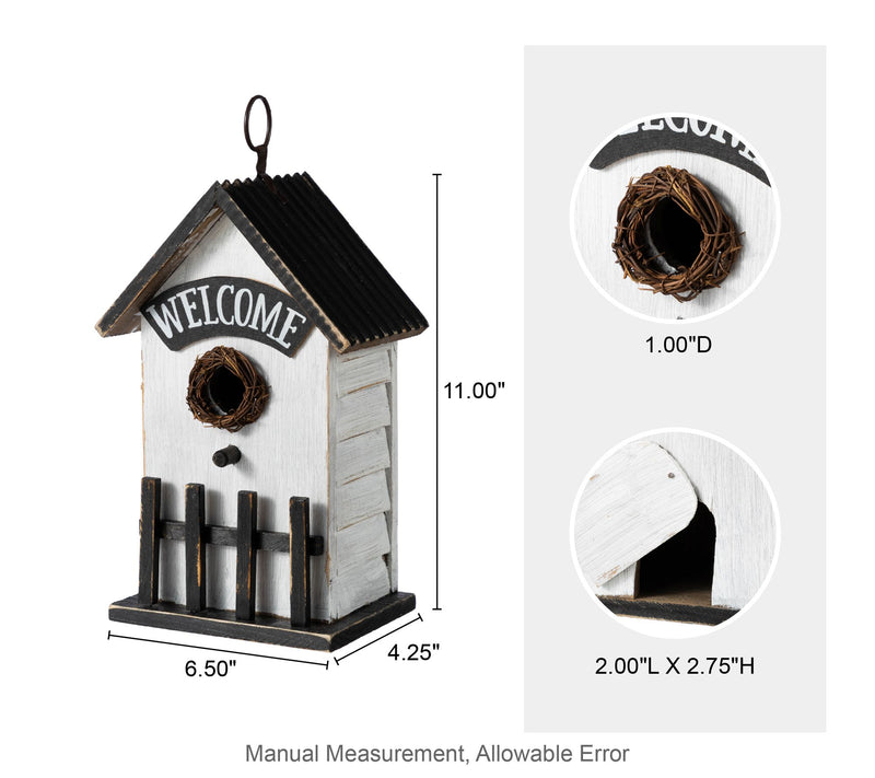 Glitzhome 11"H Solid Wood Fence Outdoor GardenBirdhouse — View 6