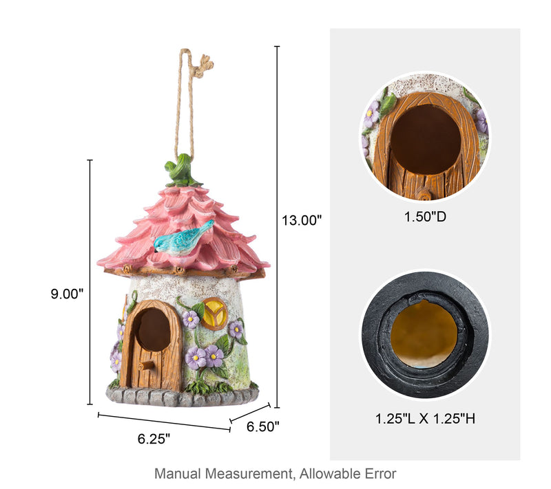 Glitzhome 9''H Resin Roof Outdoor Garden Birdhouse — View 6